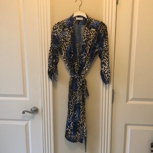 Calvin Klein Blue Leopard Print Dress